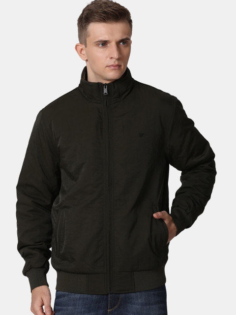 

T-Base Men Green Windcheater and Water Resistant Bomber Jacket
