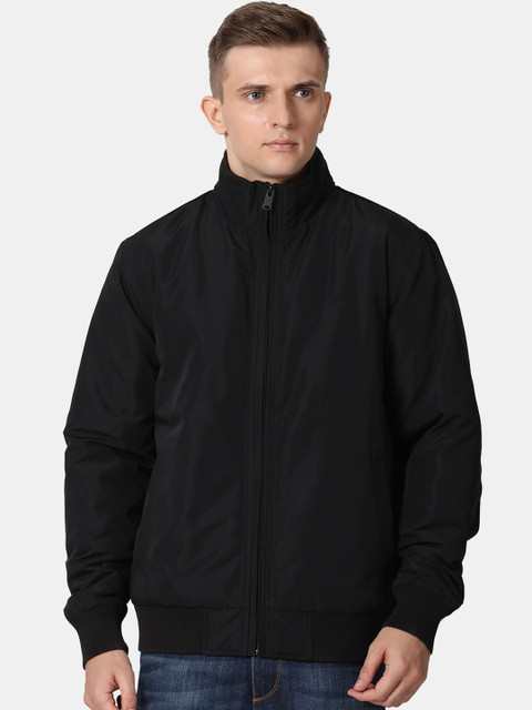 

t-base Men Black Windcheater and Water Resistant Bomber Jacket
