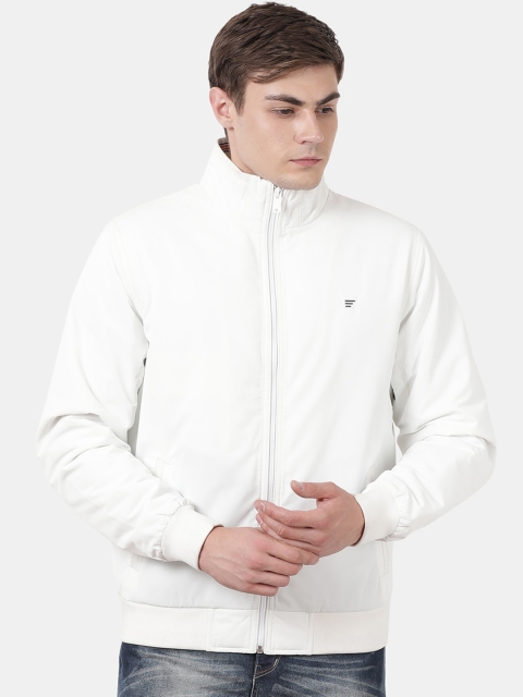 

t-base Men White Windcheater and Water Resistant Sporty Jacket