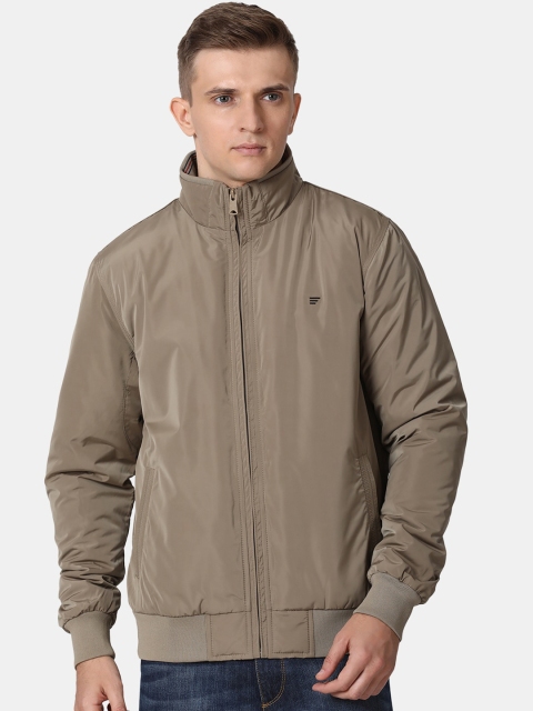 

t-base Men Beige Windcheater and Water Resistant Bomber Jacket