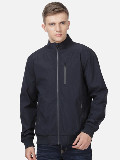 

t-base Men Navy Blue Windcheater and Water Resistant Bomber Jacket