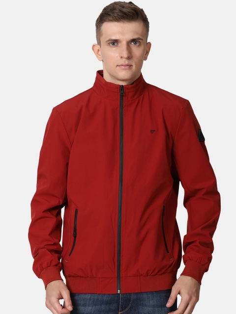 

t-base Men Red Lightweight Bomber with Embroidered Jacket