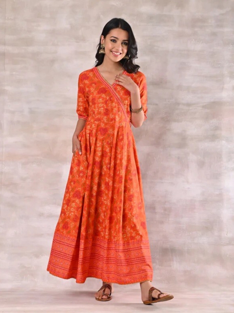 

Rustorange Orange Crepe Maxi Dress