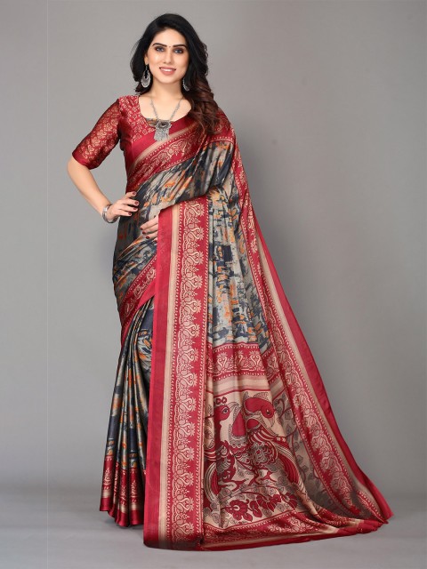 

Winza Designer Red & Grey Pure Chiffon Saree
