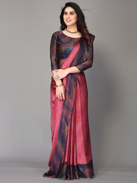 

Winza Designer Women's Light Pink Chiffon Brasso Polka Dot Printed Saree With Blouse Piece