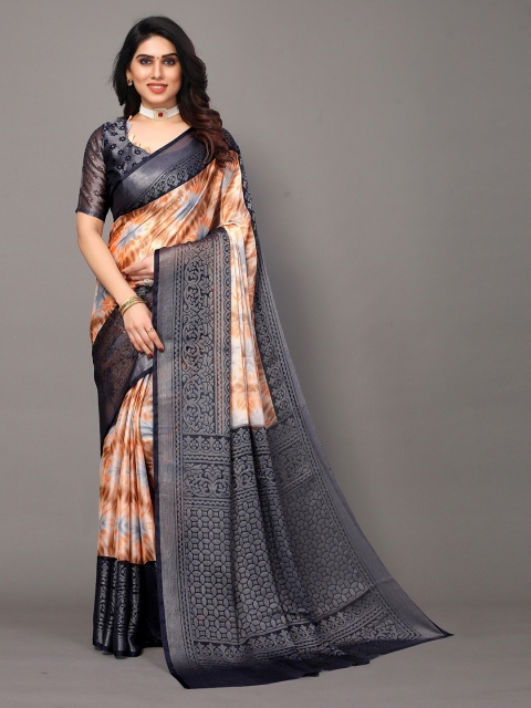 

Winza Designer Grey & Pink Tie and Dye Pure Chiffon Bandhani Saree