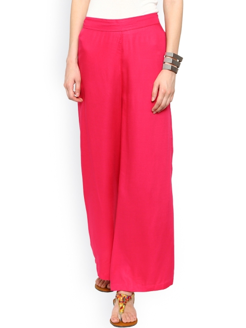 

De Moza Women Pink Solid Straight Palazzos