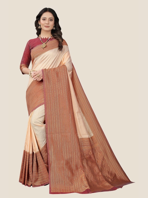 

Anjaneya Sarees Beige & Brown Woven Design Zari Silk Blend Saree