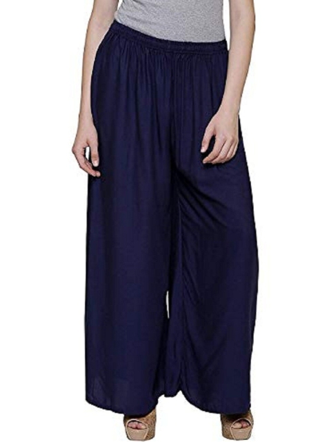 

Trendzmy Women Navy Blue Handloom Palazzos