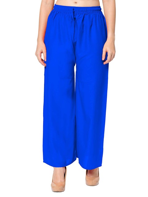 

Trendzmy Women Blue Handloom Rayon Palazzos