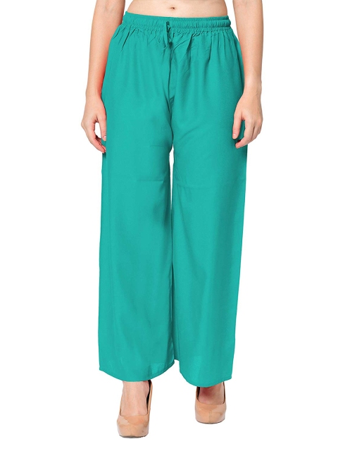 

Trendzmy Women Sea Green Handloom Rayon Palazzos