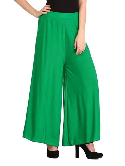 

Trendzmy Women Green Flared Palazzos