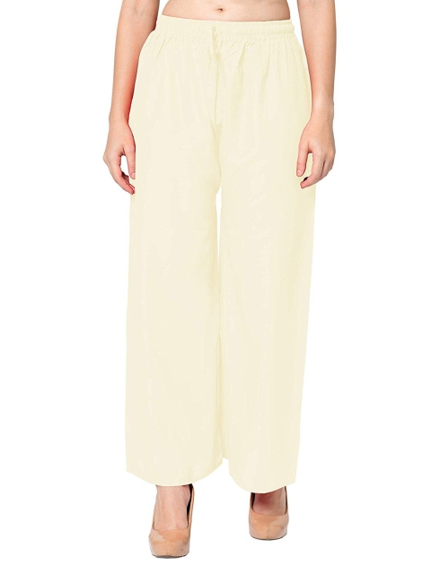 

Trendzmy Women Cream-Coloured Rayon Palazzos