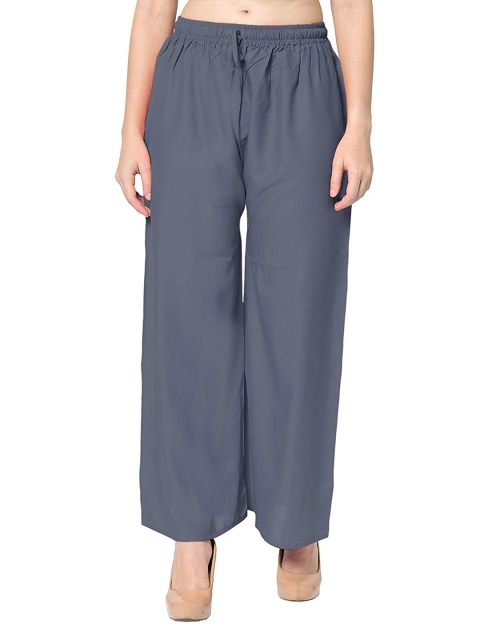 

Trendzmy Women Grey Flared Rayon Palazzos