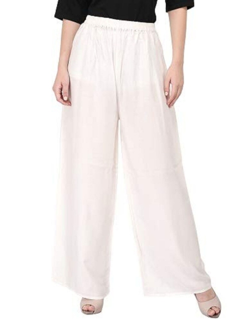 

Trendzmy Women White Flared Palazzos