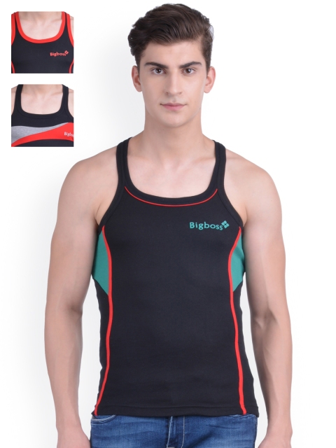

Dollar Bigboss Men Set of 3 Innerwear Vests MDBB11-12-14, Black