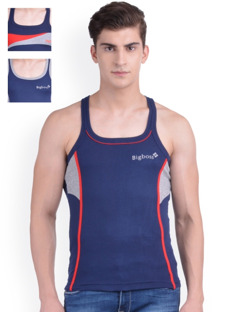 

Dollar Bigboss Men Set of 3 Innerwear Vests MDBB11-12-14, Navy blue