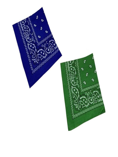 

Aadishwar Creations Pack Of 2 Green & Blue Paisley Printed Cotton Bandanas
