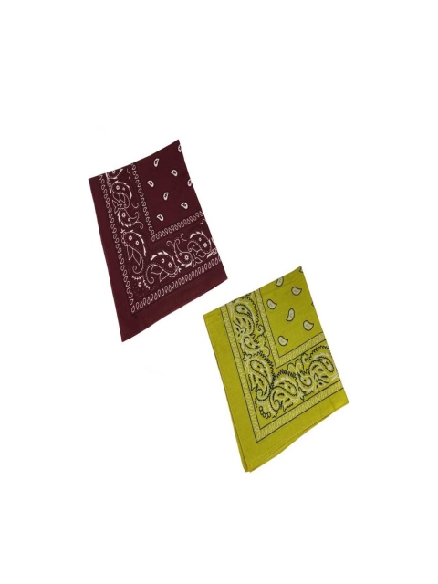 

Aadishwar Creations Pack Of 2 Maroon & Yellow Paisley Printed Cotton Bandanas