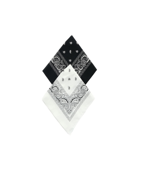 

Aadishwar Creations Pack Of 2 Black & White Paisley Printed Cotton Bandanas