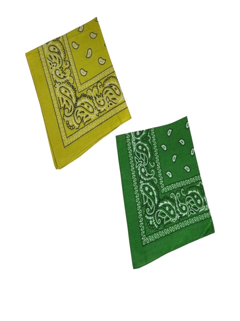 

Aadishwar Creations Pack Of 2 yellow and green Printed Pure Cotton Bandana Headband