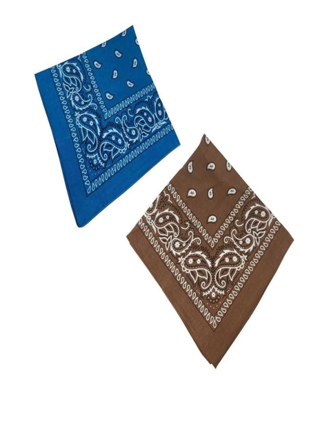 

Aadishwar Creations Pack Of 2 Blue & Brown Printed Pure Cotton Bandana Headband