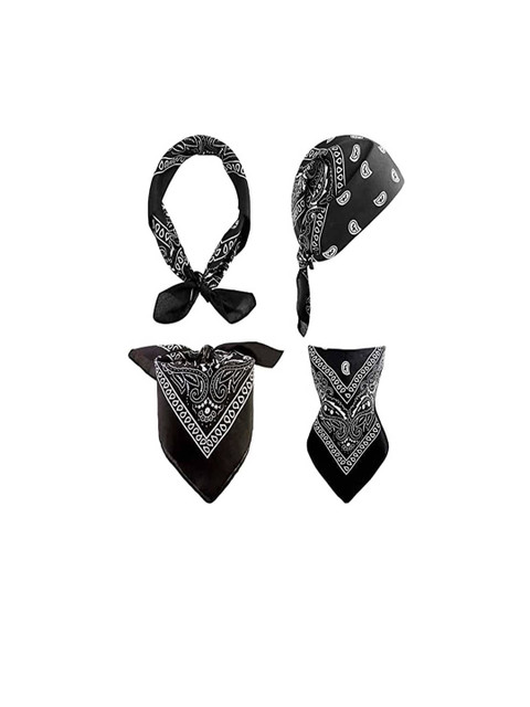 

Aadishwar Creations Pack Of 2 Printed Pure Cotton Bandana Headband, Black