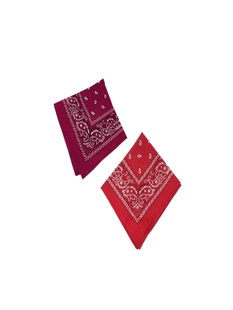 

Aadishwar Creations Unisex Pack Of 2 Pink & Red Paisley Printed Cotton Bandanas