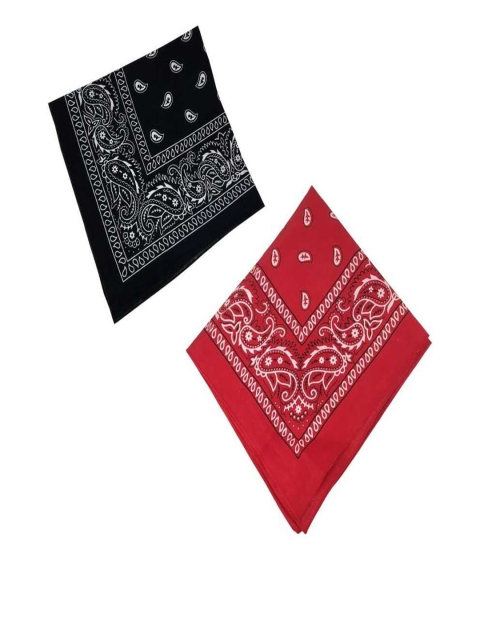 

Aadishwar Creations Pack Of 2 Printed Pure Cotton Bandana Headband, Red