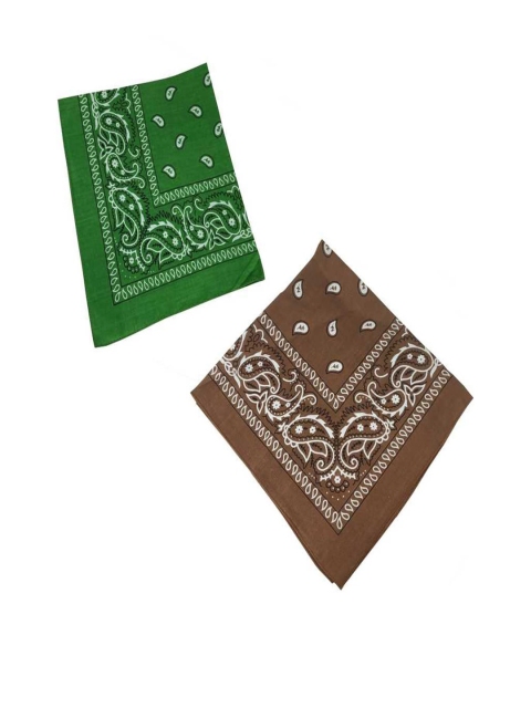 

Aadishwar Creations Pack Of 2 Printed Pure Cotton Bandana Headband, Green