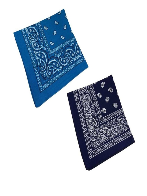 

Aadishwar Creations Unisex Blue & Navy Blue Pack Of 2 Paisley Printed Cotton Bandanas