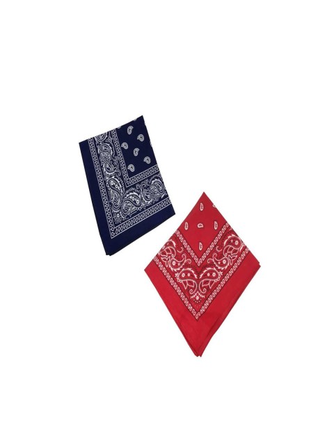 

Aadishwar Creations Unisex Pack Of 2 Red & Navy Blue Paisley Printed Cotton Bandanas