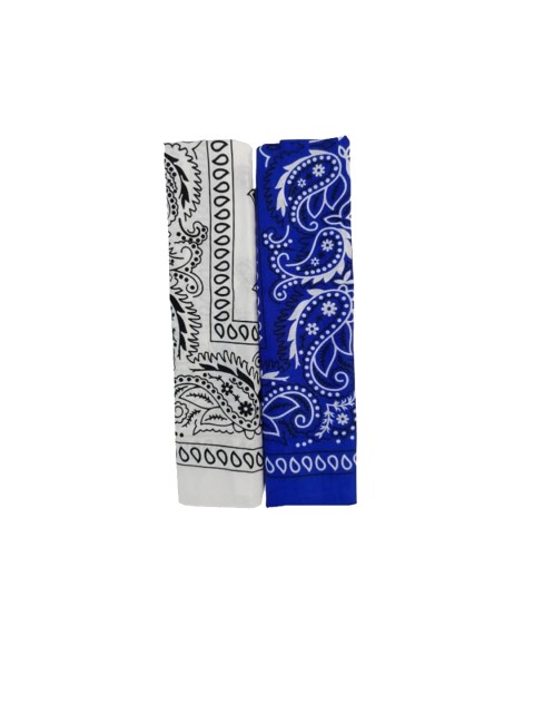 

Aadishwar Creations Unisex Pack Of 2 Blue & White Paisley Printed Cotton Bandanas