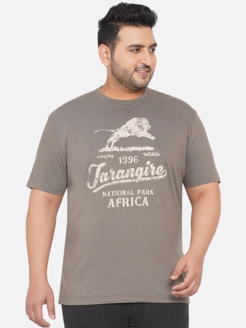 

Santonio Men Grey Typography Printed Plus Size Pure Cotton T-shirt