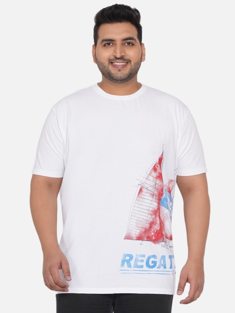 

Santonio Men White Printed Raw Edge T-shirt