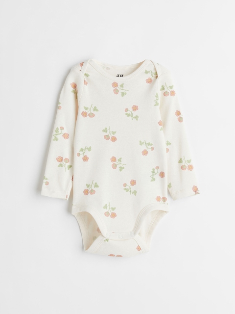 

H&M Infant Boys Printed Cotton Bodysuit, White
