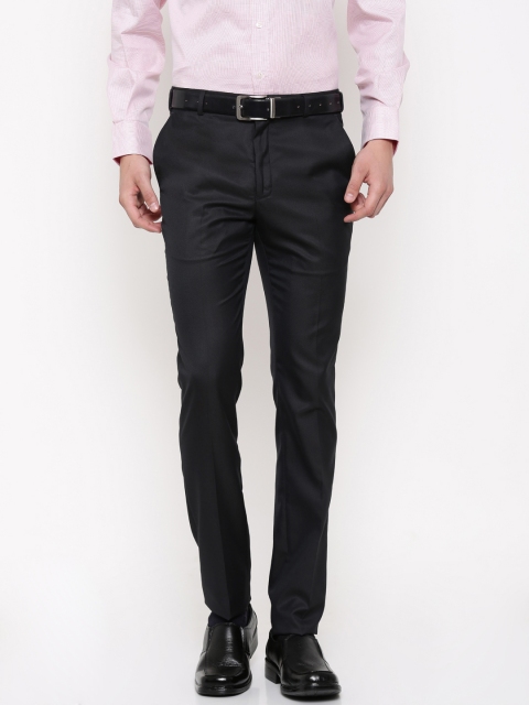 

Parx Men Grey Solid Formal Trousers, Blue