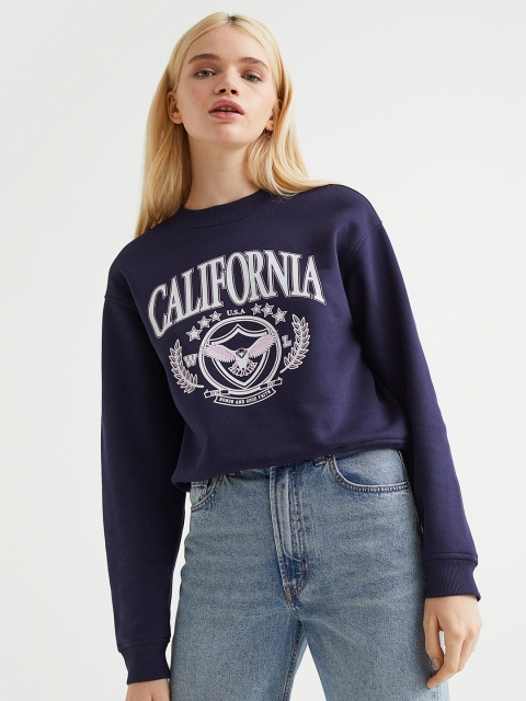 

H&M Women Blue Printed Sweatshirt