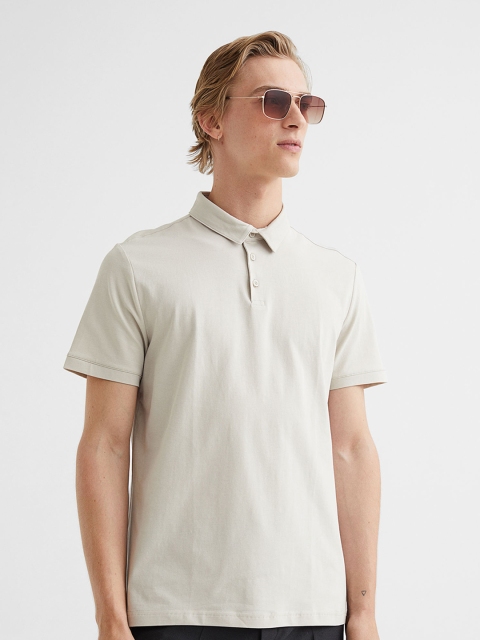 

H&M Men Beige Slim Fit Polo Shirt