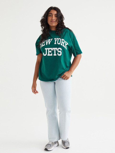 

H&M Women Green Oversized Printed T-shirt