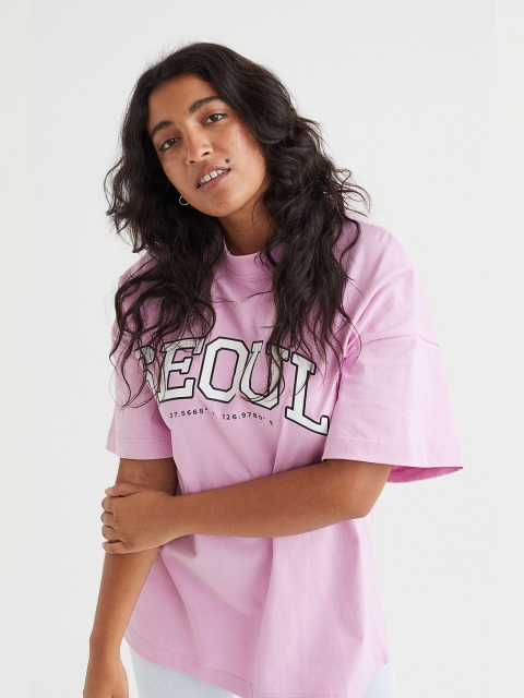 

H&M Women Pink Oversized T-Shirt