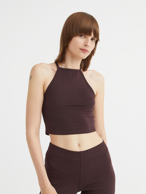 

H&M Women Brown Cropped Top