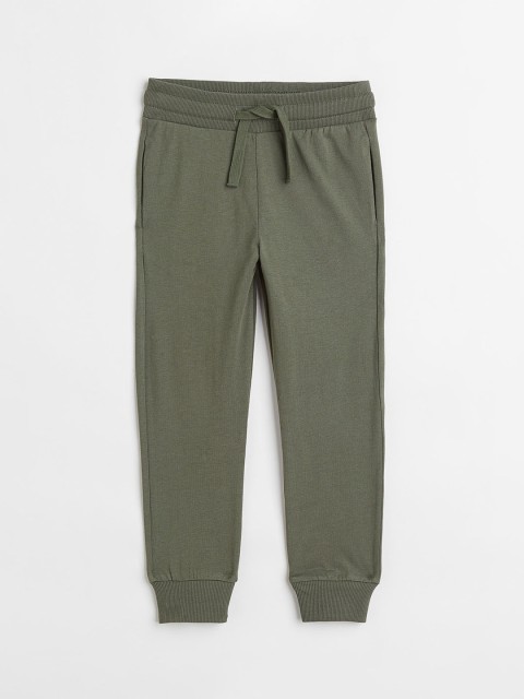 

H&M Boys Olive Green Solid Cotton Jersey Joggers