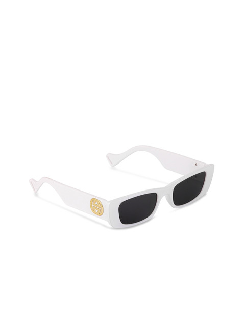 

Freddy Unisex Black Lens & White Rectangle Sunglasses with UV Protected Lens