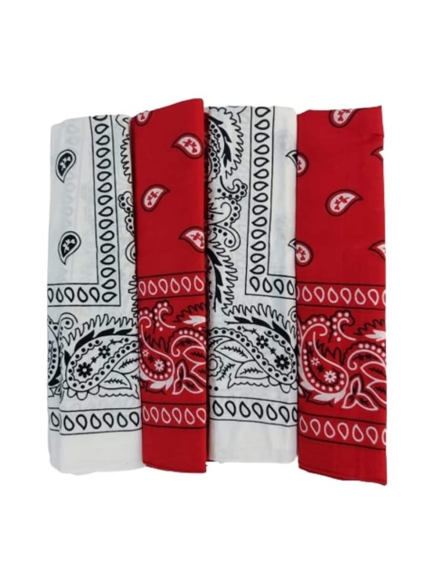 

Aadikart Unisex Pack Of 12 White & Red Paisley Printed Bandanas