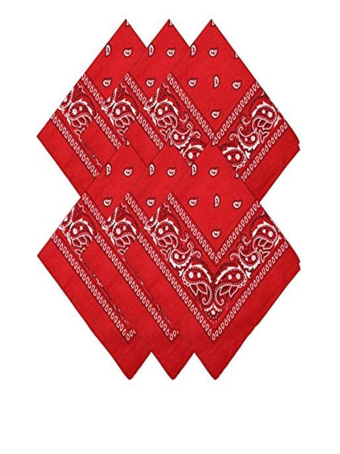 

Aadikart Unisex Pack Of 6 White & Red Paisley Printed Bandanas