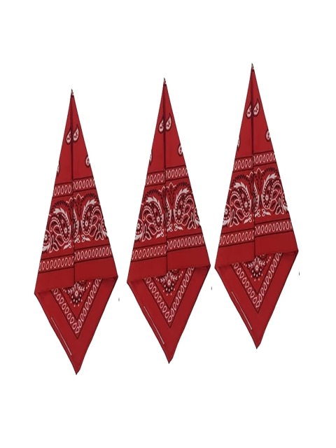 

Aadikart Unisex Pack Of 3 White & Red Paisley Printed Bandanas