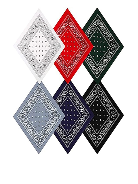 

Aadikart Unisex Pack Of 6 White & Red Paisley Printed Bandanas