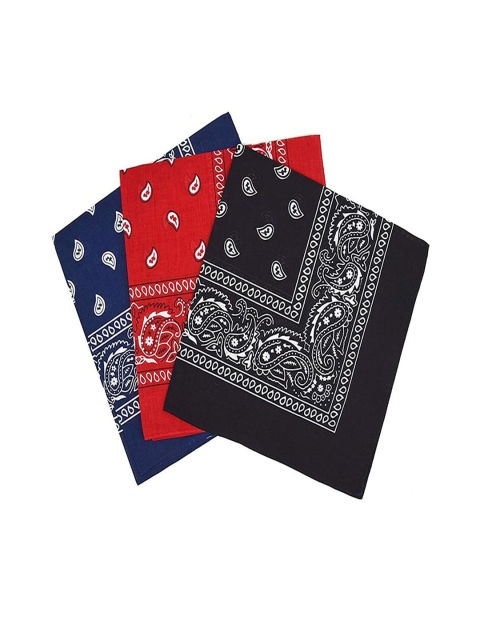 

Aadikart Unisex Pack Of 3 Blue & Red Paisley Printed Bandanas