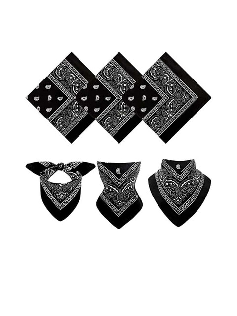 

Aadikart Unisex Pack Of 12 Black & Red Paisley Printed Bandanas